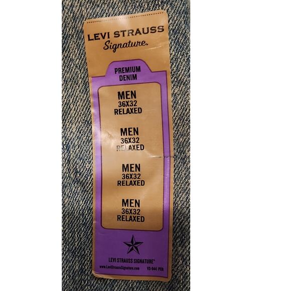 Levi Strauss Signature Jeans Men's Sz 34x31 Tapered Leg Relaxed Fit Med-Wash - Picture 8 of 9